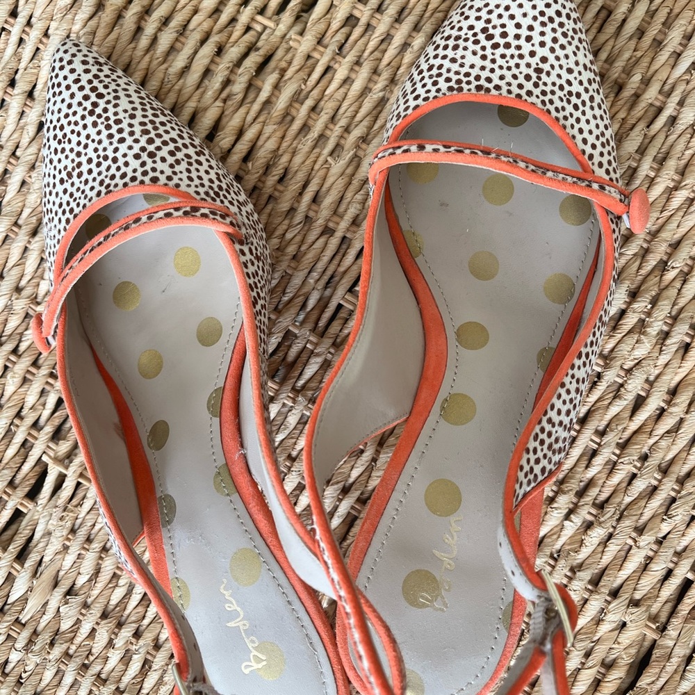 Boden kitten-heeled slingback shoe.